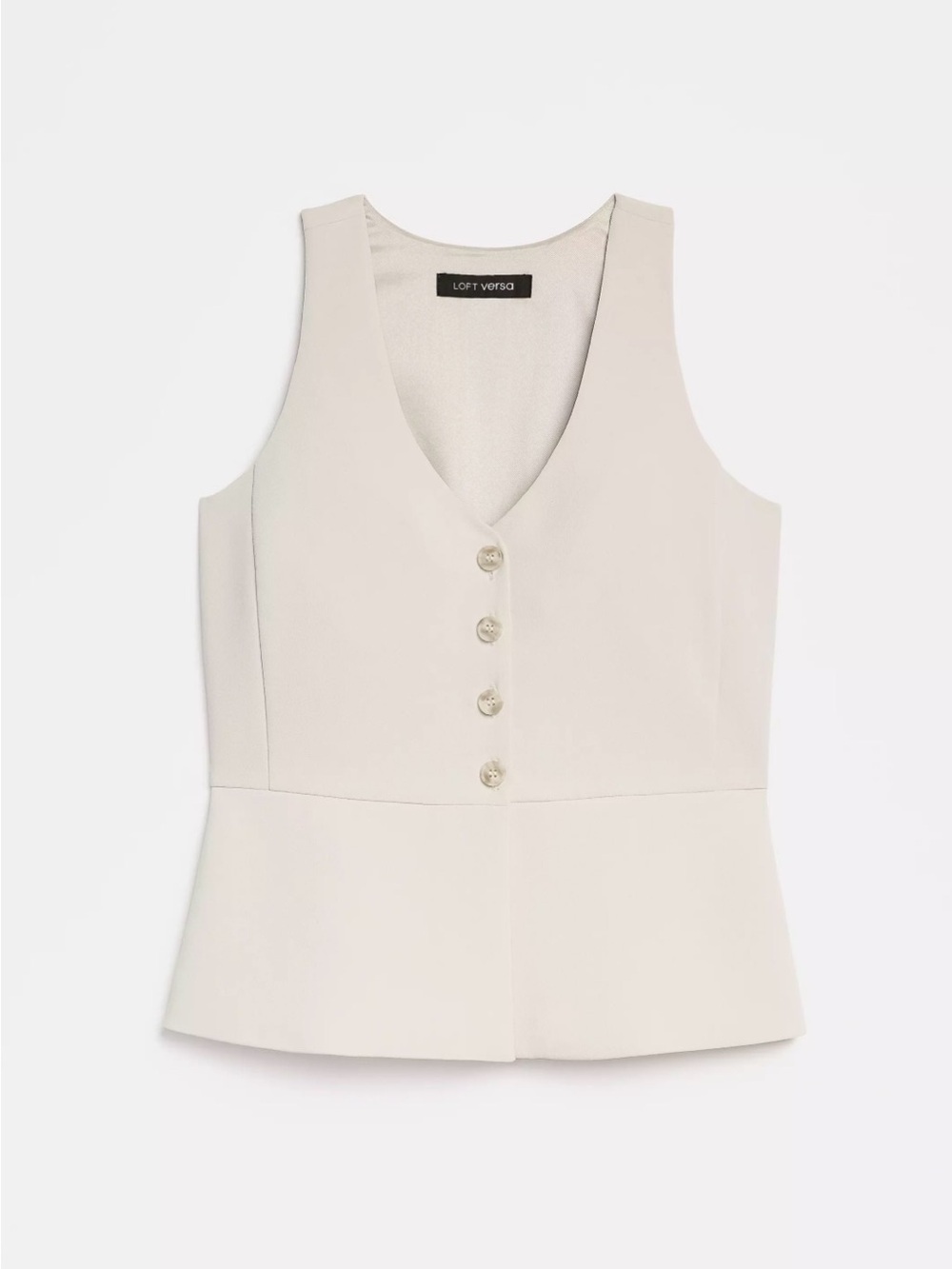 LOFT Versa Ivory Cream Chic Button-Front Peplum Suit Vest Sleeveless Top Small S